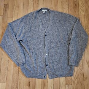 Geoffrey Beene Mens Vtg Cardigan Sweater XL Gray Soft Grandpa Academia Old Money